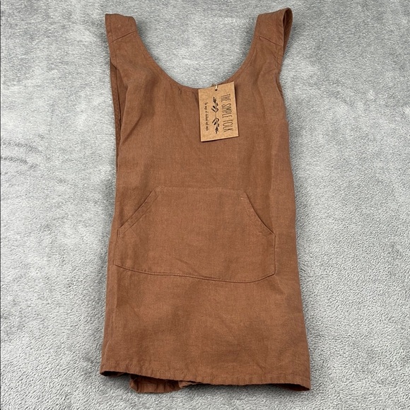 NEW The Simple Folk 6-8 Years 100% Organic Linen Cinnamon Cross-Back Apron‎ - Picture 1 of 7